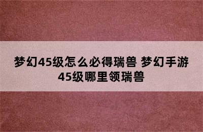 梦幻45级怎么必得瑞兽 梦幻手游45级哪里领瑞兽